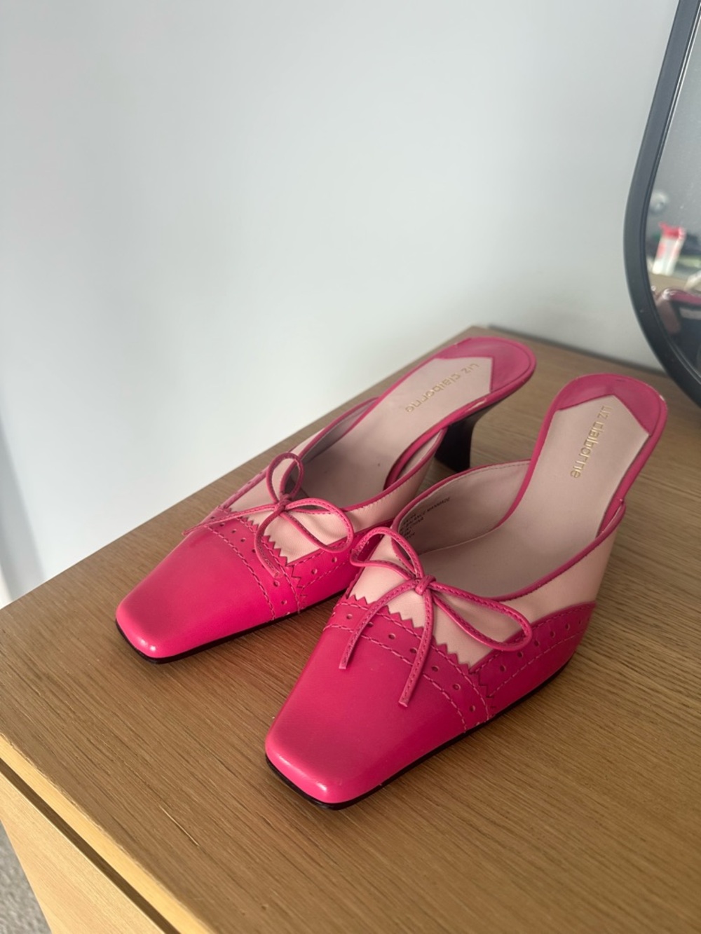 Liz Claiborne Hot Pink Bow Slingback Heels